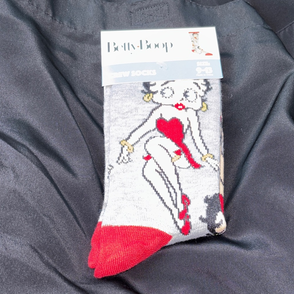 Betty Boop Fun Gray and Red Socks